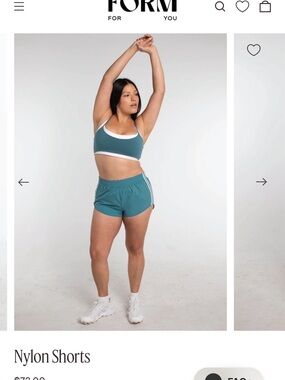 Teal Athletic Nylon Shorts with White Trim - Women